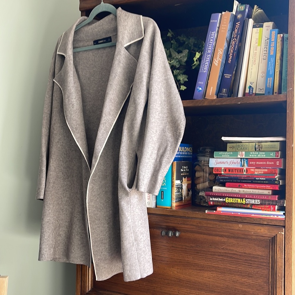 Zara knit wrap duster gray size small